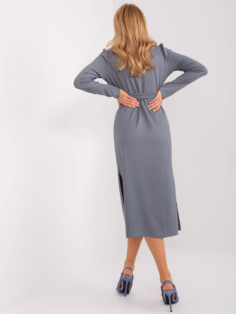 Hurt Grafitowa midi sukienka koktajlowa w prążek