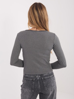 Szara damska bluzka z guzikami przy dekolcie