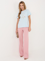 Jasnoniebieski damski t-shirt z bawełny