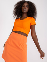 Pomarańczowa gładka mini spódnica damska RUE PARIS