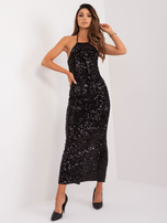 Hurt Czarna maxi sukienka wieczorowa z cekinami