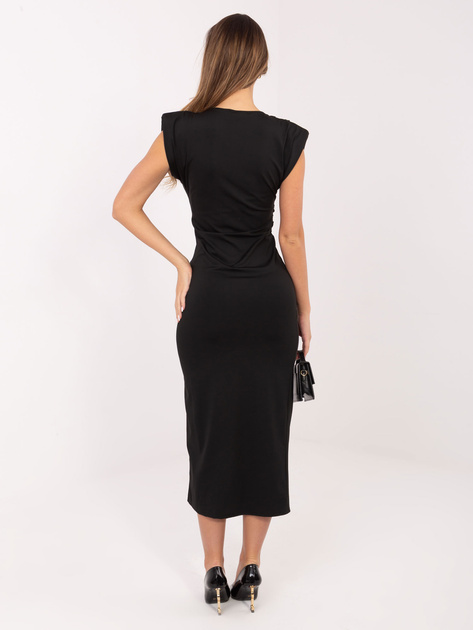 Czarna elegancka sukienka z ozdobnym detalem RUE PARIS