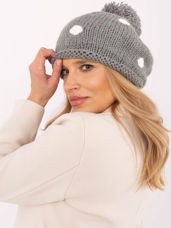 Wholesale Gray Women's Winter Hat with Dots