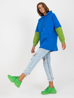 Hurtownia Ciemnoniebieska damska bluza basic z kapturem RUE PARIS 