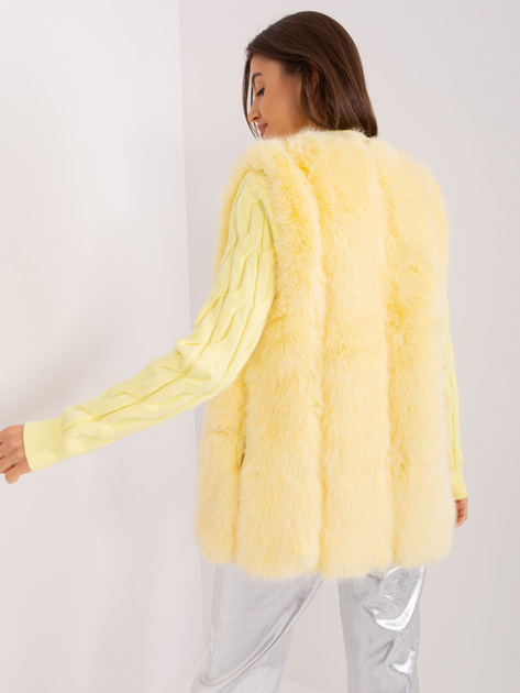 Hurtownia Jasnożółta kamizelka z ekologicznego futra