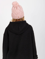 Hurt Jasnoróżowa zimowa czapka damska z pomponem