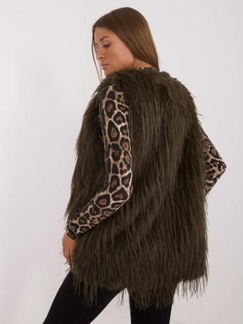 Hurtownia Khaki kamizelka futrzana zapinana na haftki