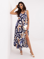 Ciemnoniebieska letnia sukienka we wzory 