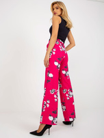 Hurt Fuksjowe szerokie materiałowe spodnie w róże od garnituru