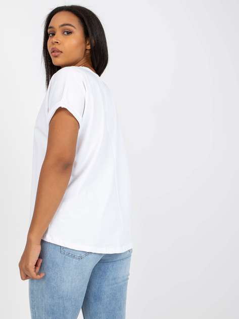Hurtownia Biały t-shirt plus size z okrągłym dekoltem