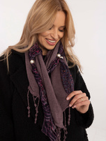 Hurt Fioletowy damski szal zdobiony perłami