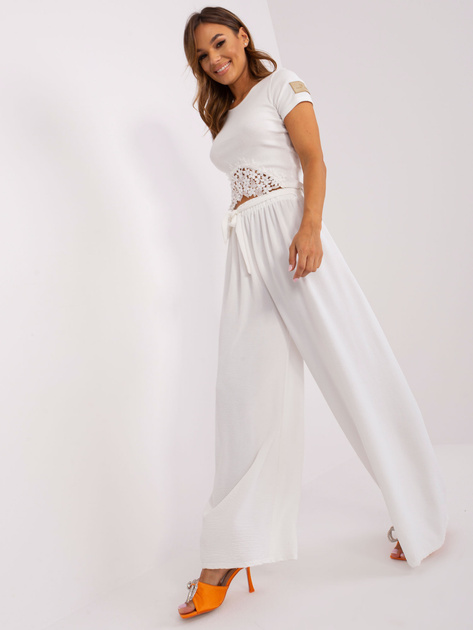 Hurt Ecru szerokie spodnie z materiału OCH BELLA