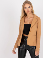 Camelowy dresowy żakiet z długim rękawem 