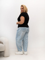 Czarny damski t-shirt plus size z bawełny 