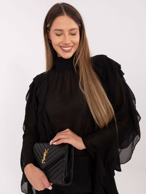 Czarna przezroczysta bluzka z golfem