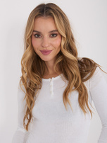 Ecru krótka bluzka basic z okrągłym dekoltem