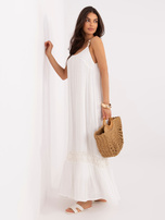 Ecru boho sukienka na ramiączkach