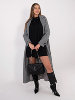 Czarna prosta sukienka z koronkowymi rękawami