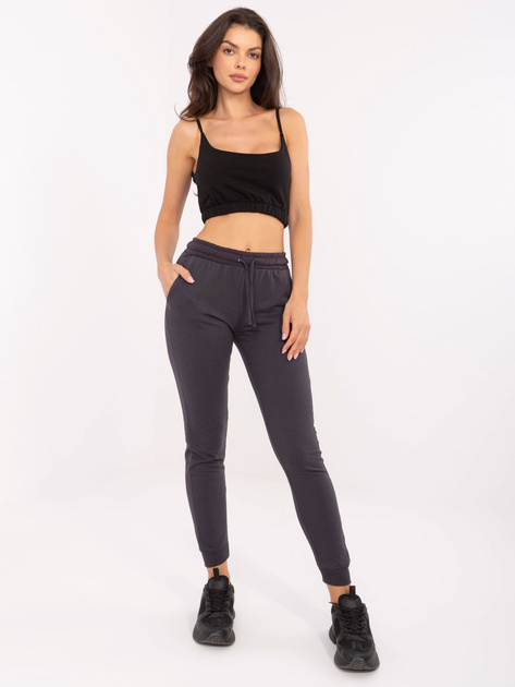 Hurt Grafitowe dresowe spodnie basic z wysokim stanem