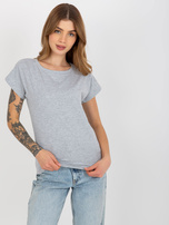 Hurt Szary damski t-shirt basic z okrągłym dekoltem
