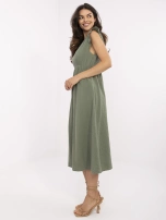 Khaki letnia sukienka z muślinu