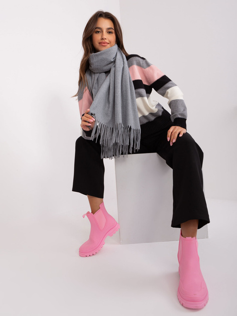 Hurt Ciemnoszary jednokolorowy szal damski