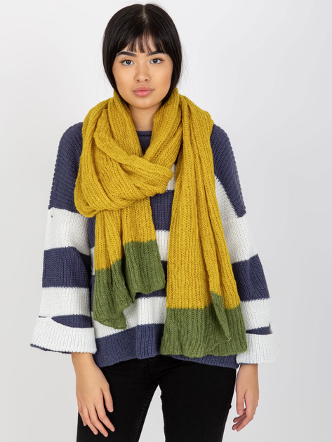 Hurt Żółto-zielony dwukolorowy szal damski z dzianiny