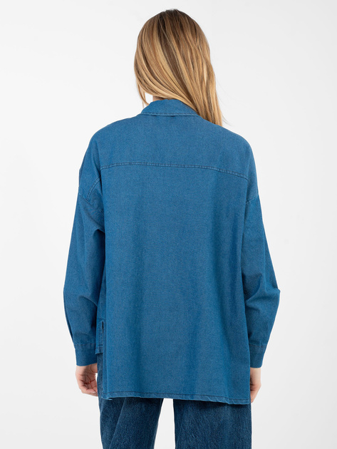 Niebieska jeansowa koszula z dłuższym tyłem