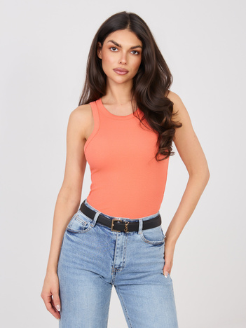 Ciemnopomarańczowy top bezrękawnik w prążek SUBLEVEL
