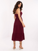 Bordowa muślinowa sukienka z kopertowym dekoltem