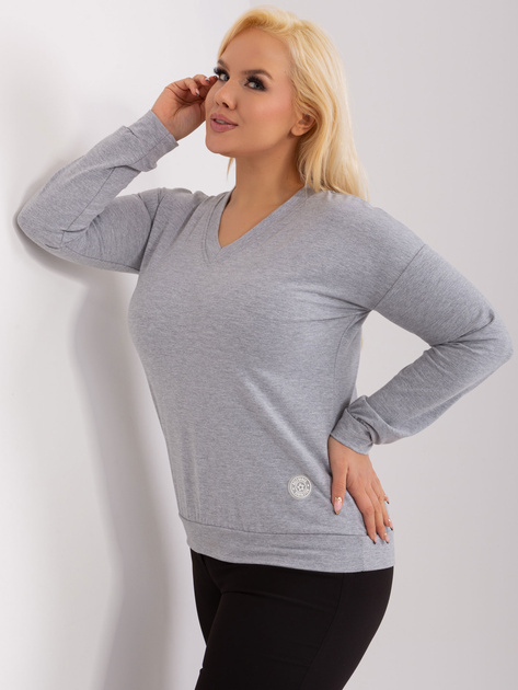 Hurt Szara melanżowa bluzka plus size z dekoltem V