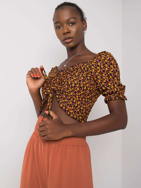 Czarna bluzka z marszczeniem Bahia RUE PARIS