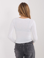 Ecru krótka bluzka basic z okrągłym dekoltem