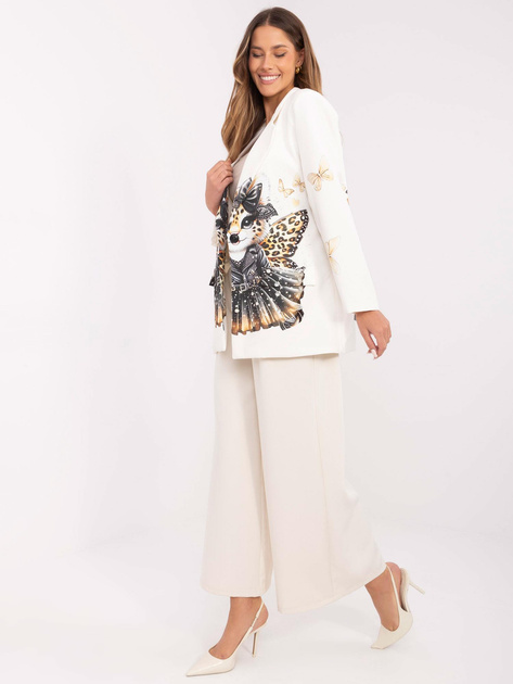 Hurt Kremowa jednorzędowa marynarka z nadrukiem