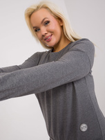 Hurt Ciemnoszara melanżowa bluzka plus size z bawełny