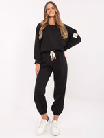 Hurtownia Czarny dwuczęściowy komplet z bluzą oversize