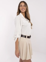 Beżowo-biała rozpinana koszula damska z bawełny