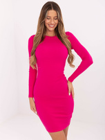 Fuksjowa prążkowana sukienka z bawełny RUE PARIS 