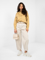 Camelowa asymetryczna koszula z bawełny