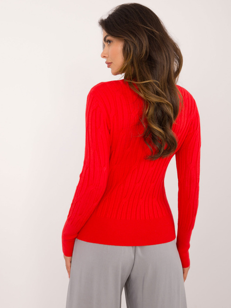 Hurt Jasnoczerwony sweter klasyczny we wzory