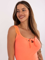 Fluo pomarańczowy top z koronką 