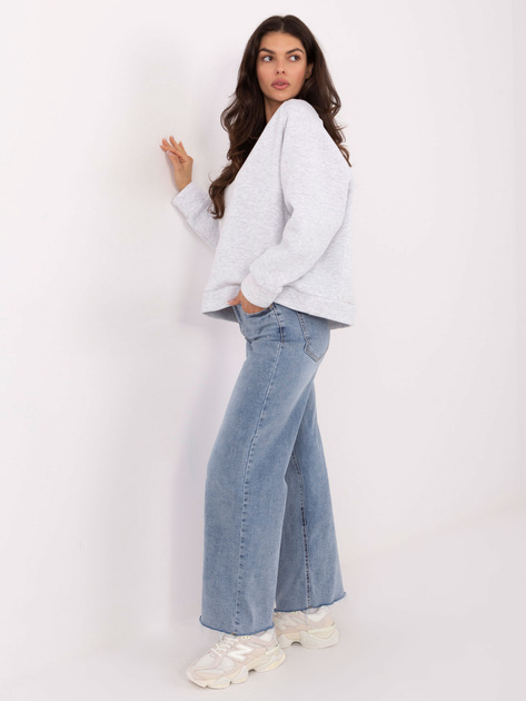 Jasnoszara melanżowa bluza oversize z napisem