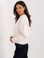 Jasnobeżowy rozpinany sweter z dekoltem V