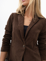 Brown corduroy blazer with a fitted cut.
