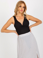 Hurtownia Czarne prążkowane body basic bez rękawów