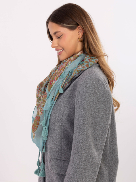 Miętowa damska chusta we wzory