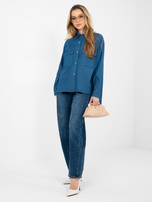 Niebieska jeansowa koszula z dłuższym tyłem