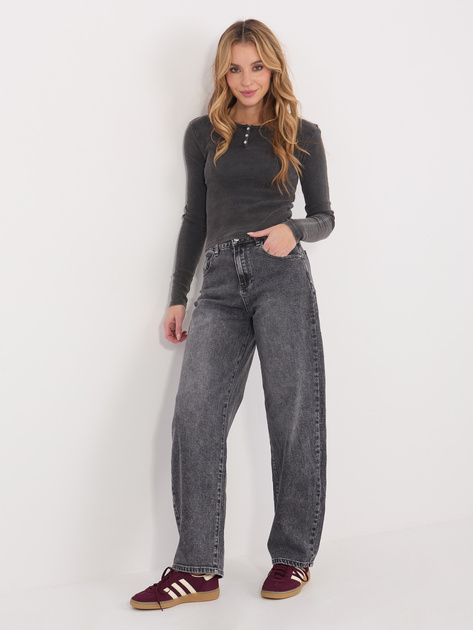 Grafitowa damska bluzka basic w prążek