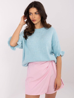 Hurtownia Jasnoniebieski sweter oversize z wiskozą