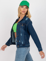 Ciemnoniebieska damska kurtka jeansowa z kieszeniami RUE PARIS 